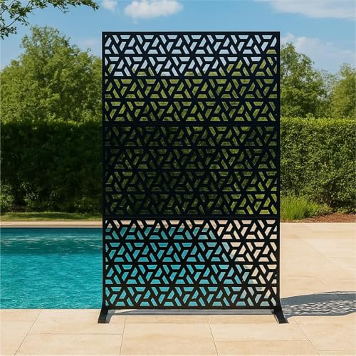 Brise-vue avec support - 120 x 180 cm - Paravent en métal - Acier galvanisé - Séparateur de pièce décoratif - Pour balcon, extérieur, intérieur, jardin, terrasse, intérieur - I