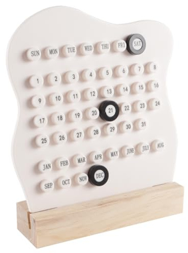Durlo Evig kalender i trä, evighetskalender datum DIY-prydnad trä skrivbordsring manuell hylsa dagligt schema datum skrivbord butik kontor hem