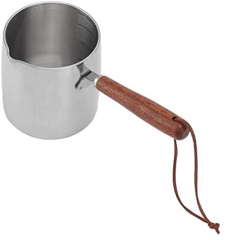 Jeffergarden Pentola più Calda del Latte, Design in Acciaio Inossidabile con Manico in Legno, 2 Beccuccio, Ideale per Sciogliere il Burro, Riscaldare il Latte e Riscaldare gli Avanzi