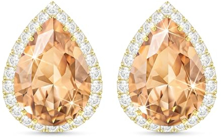 Linawe Set di orecchini pendenti da donna in oro, con diamanti e moissanite, con strass e glitter, ipoallergenici