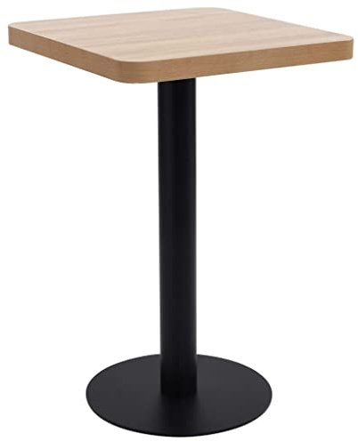 Mokuyary bistrobord ljusbrun 50 x 50 cm MDF stående bord balkongbord för kök, vardagsrum och matrum