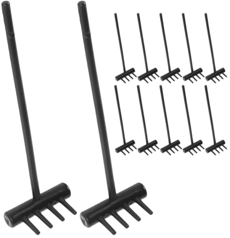 MUSISALY Ensemble de 12 Petites Pelles et Mini Râteaux en Plastique Noir pour Jardin Zen et Bac à Sable, Accessoires Éducatifs pour Garçon et Filles Design Zen Inspiré