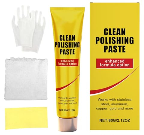 Edelstahl Reiniger | 60 Gramm Polierpaste Für Schwere Belastungen - Paste Zur Entfernung Von Silberanlauf Und Reinigung - Für Pflege Und Restaurierung Von Silber, Chrom, Kupfer, Aluminium, Uhren