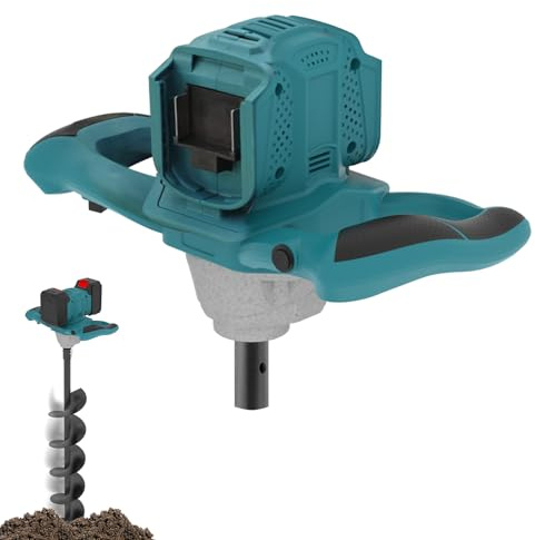 ZUYIYI Excavadora inalámbrica para postes para batería de 18 V (no incluida), excavadora eléctrica de posthole, taladro eléctrico para vallas, tierras agrícolas, jardines, plantas