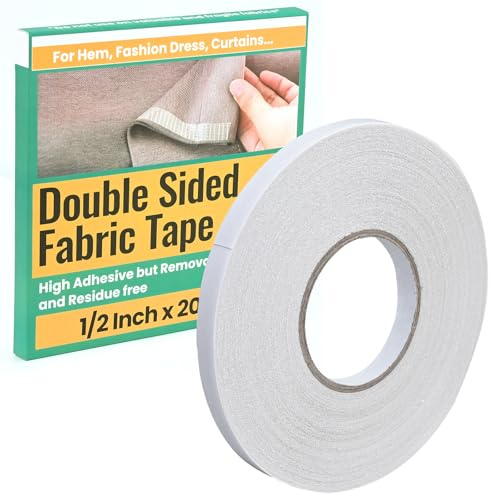 WEXFFU Double Sided Fabric Tape, 13 Mm X 60 M Double Sided Tape, Double Sided Tape For Fabric, Super Sticky Resistente Clear Tape For Carpet, Wall, Floor, Mat, Clothes, Craft
