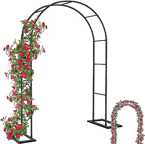 Treillis Arche de Jardin en Métal Noir pour Plantes Grimpantes Solide Résistant aux Intempéries pour Jardin Patio Décoration Mariage Fête,200×230×40cm