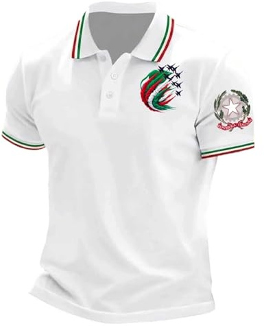 Generico 80° Anniversario della Festa Repubblica Italiana Tshirt Uomo Tricolore per della Italiano Maglietta Tee Stampata T-Shirt Girocollo Maglia Basic Magliette da Polo novità 2026