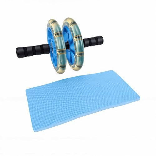 Alomejor Roue Abdominale à Double Roue avec Genouillère, Rouleau de Abdominale en Plastique et en Métal pour l'Entraînement de Base, Entraînement de Force Portable à Domicile pour le Bureau,