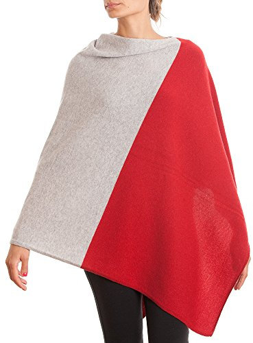 DALLE PIANE CASHMERE - Poncho tvåfärgad 100 % kashmir - kvinnor, Röd, one size
