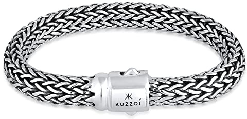 Kuzzoi Buddha Design Herren-Armband (10 mm) 925 Silber handgefertigt | massivem Sterlingsilber Gewicht 60g 335204