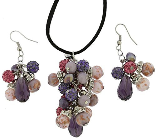 Glass Of Venice Venetian Charms Murano Halskette und Ohrringe Set - Lila