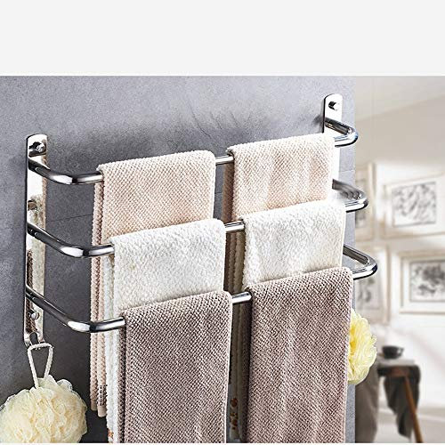 YLXD Edelstahl Handtuchhalter zweiarmig mit Haken,Bad ohne Bohren Wasserdicht Handtuchständer Wandmontage,für Badezimmer WC Küche ablage (40cm)
