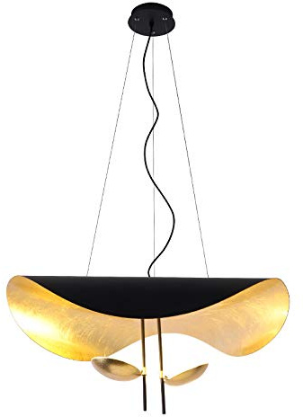 HONY-LIGHT Modern LED Pendelleuchte Höhenverstellba Hängeleuchte Äußeres Schwarz Inneres Gold Design Hängelampe Esszimmer Dekor Deckenlampe Wohnzimmer Schlafzimmer Cafe Bar Büro 30W,3000K