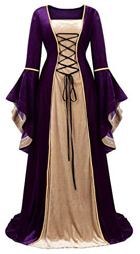 Josamogre Renaissance Femmes Robes Médiévale Velours Manches Longues Parti Déguisements Costume Halloween De Mariée Gothique