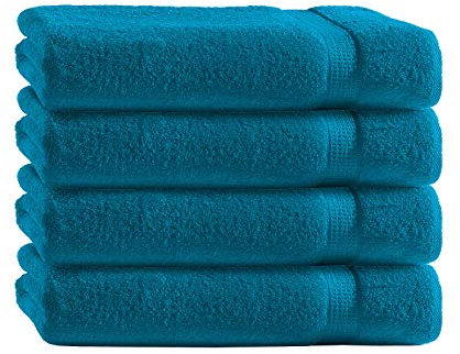 Class Home Collection Frottee Handtücher 50x100 cm – 4er Set Handtuch – Besonders weiche & saugfähige Handtücher aus 100% Baumwolle mit Aufhänger – Petrol