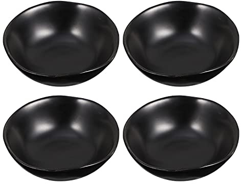 BESTonZON 4 Pcs Keramik Gew¨¹rz Sch¨¹ssel Porzellan Tauch Gericht Sojasauce W¨¹rze Tauch Vorspeise Teller Teller Schwarz