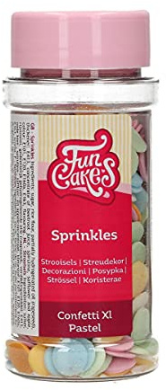 FunCakes Confetti XL Pastel: Sprinkles de gâteau, bon goût, parfait pour la décoration de gâteaux, Sprinkles de confettis. 55 g.