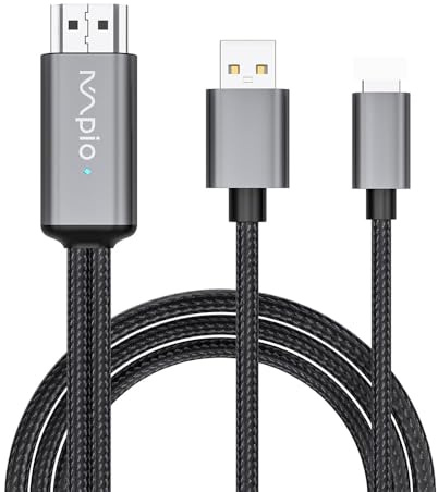 MpioLife HDMI Adapter for Pad, Phone to TV, 1080P Lighting HDMI Cabel Digital AV Adapter HDTV for Phone 12/11/X/8/7/6, Pad Air, Mini, Pro, Pod to TV, Projector, Monitor- Plug and Play