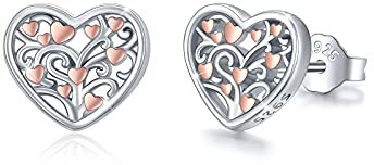CUOKA MIRACLE Lebensbaum Ohrringe 925 Sterling Silber Herz Baum des Lebens Ohrstecker für Damen Familie Ohrstecker Schmuck Neujahrs Geschenk für Mutter Mädchen Frauen Freundin