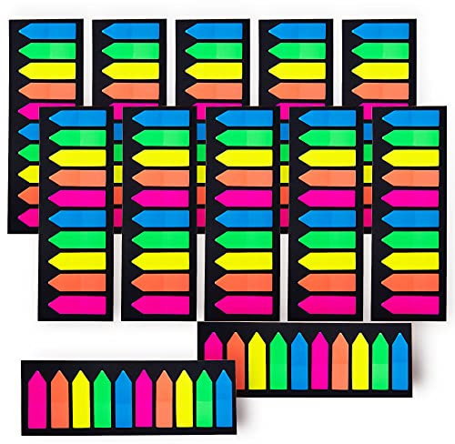 Ericter 2400 Pcs Sticky Tabs Page Markers Sticky Index Tabs, Arrow Flag Tabs - 10 Primary Color Tabs Page Flag Markers Bookmarks