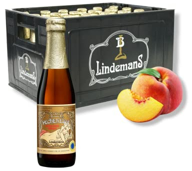 24 x 0,25l Lindemans Pecheresse - fruchtiges Lambic- Bier aus Belgien | 24 Flaschen belgisches Pfirsich-Lambic mit 2,5 % vo