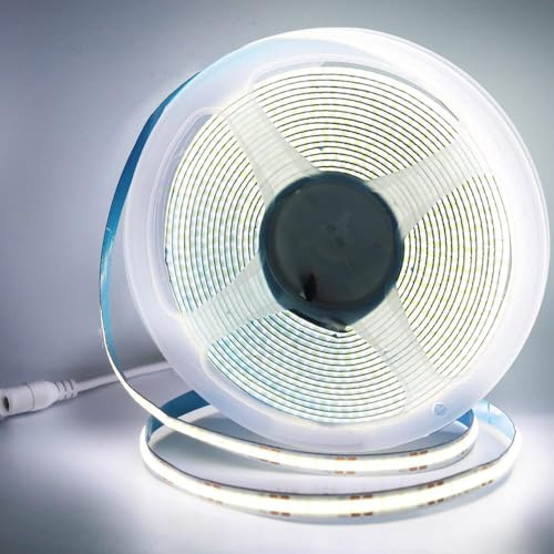 Arotelicht Bande LED COB 10m Blanc froid 6000K 24V LED COB (sans alimentation), Ruban led Dimmable Haute Densité Lumière 320LEDs/m IP20 pour Chambre Cuisine Maison Décoration Intérieure