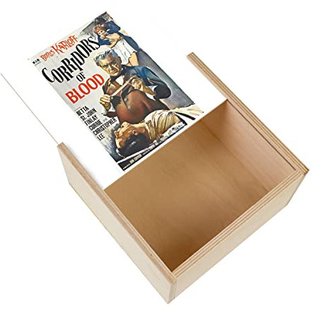 Fabulous Box aus Holz – alte englische Filmplakat Corridors of Blood Retro Kinoposter Vintage (11 x 11 x 3,5 cm)