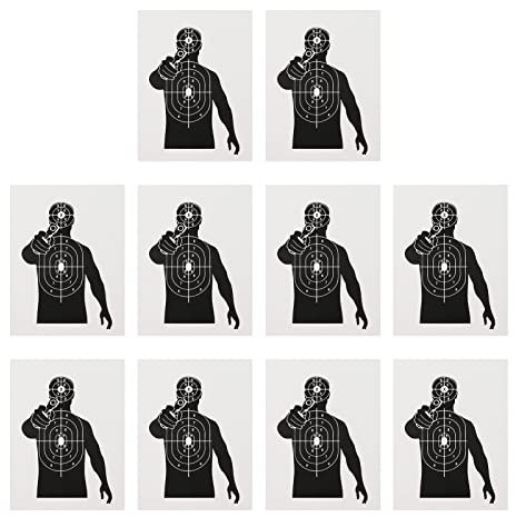 QANYEGN Cibles De Tir en Papier, Cibles D'entranement en Papier pour Le Cor Humain, Cibles De Silhouette De Tir pour la Chasse, Armes De Poing(Single Raider)