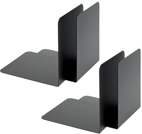 Alco Albert 4302-10-4 Fermalibri in Metallo, 4 Pezzi, Nero, 14 x 12,5 Cm, per Scuola, Ufficio e Casa