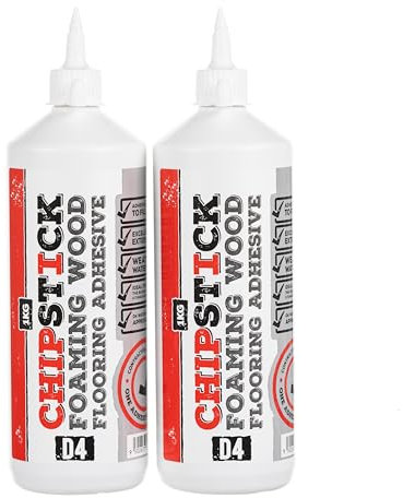 Chipstick D4 PU Foaming Chipboard Flooring Glue - High Performance Expanding Wood Adhesive - 1KG - TWIN PACK - Used for laying Chipboard floorboards and laying stairs