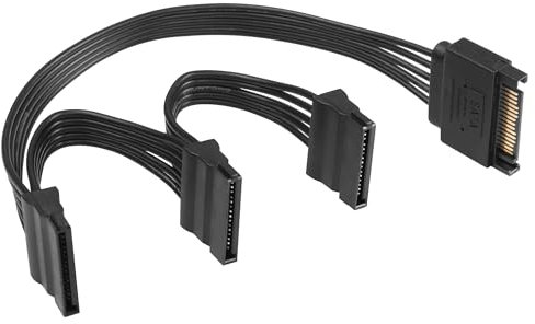 SinLoon Cavo Adattatore Sdoppiatore di Alimentazione SATA 15 Pin da 1 a 3 per HDD, SSD, Unità Ottiche (1 Maschio a 3 Femmine)