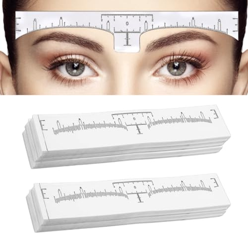 100Pcs Eyebrow Ruler Sticker Disposable Eyebrow Mapping Ruler Sticker for Microblading Permanent Makeup Henna, Brow Stencil Adhesive Measuring Shaper Tool LEES A.M.