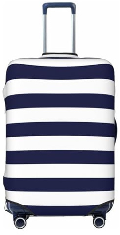 Anticsao Vintage Marine Gepäckabdeckung, waschbare Kofferbezüge, modische Gepäckbezüge, kratzfester Kofferschutz, marineblau und weiß gestreift, Größe M, 1