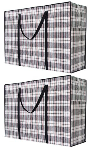 Lot de 2 grands sacs à linge solides et durables avec fermetures éclair - Sacs de rangement polyvalents - 70 x 50 x 25 x 120 cm - L