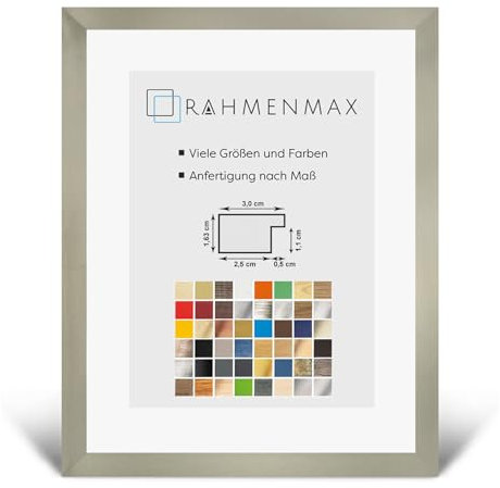 RahmenMax Morena Bilderrahmen Posterrahmen 20x60 cm Farbe Champagner 60x20 cm mit weisser Rückwand und klarem Acrylglas