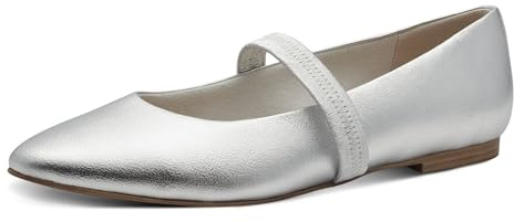 MARCO TOZZI Damen Ballerinas mit Riemen Spitz, Silber (Silver), 41 EU