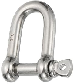 PATIKIL Grillete de Pasador Roscado 8mm 5/16 660Lb Acero Inoxidable 316 Forjado Grillete D de Grado Marino para Cadenas Cables de Alambre Exteriores Plata