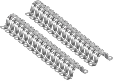 sourcing map 30 mm Rohrschellen, M30 U-Rohrschellen, Edelstahl, starrer Rohrgurt, U-förmige Halterung mit zwei Löchern für Rohr, Schlauch, Drahtschnur, 30 Stück
