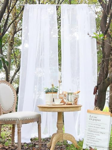 Devola Scheibengardine Weiß Einfarbig Transparent Lang HxB 200x130cm 1Stück | Balkon Gardinen, Vorhänge Fenster Küche, Fertiggardinen Wohnzimmer, Küchengardine Modern, Fenstergardinen für Schlafzimmer