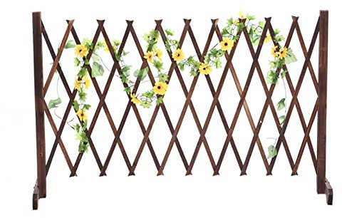 SIMAIT Pflanzenschirm, ausziehbare Zäune aus Massivholz, einziehbare, bewegliche, temporäre Sichtschutz-Gartengitterpaneele für das Pflanzenklettern im Haushofgarten, 3 Höhen, Braun, 90 cm