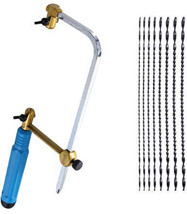 Hojas De Sierra De Marquetería Con Dientes En Espi Sierra de calar en forma de U, marco ajustable, joyería de arco de sierra, herramientas manuales de bricolaje for artesanía en madera con 8 Uds./16 U