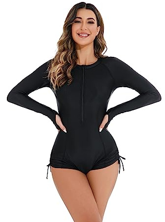EFOGEP Swimming Costume Women Short Sleeve One Piece Swimsuit with Shorts