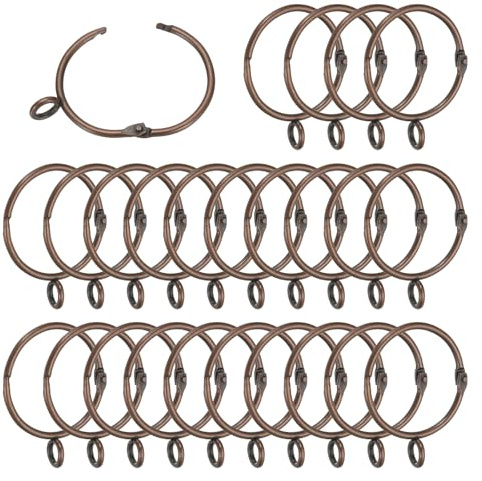 PATIKIL Anillos para Cortinas De 1.5 Pulgadas De Diámetro Interior con Ojales 25 Pcs Anillos Metálicos para Barras De Cortinas Alfileres De Aro Bronce Rojo