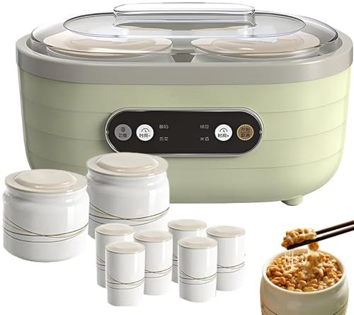 MAHWER Yogurtera automática con Tanque de fermentación de 1,75 L (2 Tazas Grandes + 6 Tazas pequeñas), Pantalla LCD y Tiempo Ajustable. for Yogur, natto, Kimchi y Vino de arroz.
