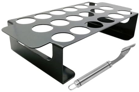 Toyvian 1juego Rejilla para Pollo y Pimientos con Descorazonador Soporte Inoxidable para BBQ Herramienta De Cocina Multifuncional para Parrillas y Campings