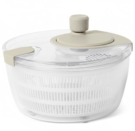 Amazon Basics Essoreuse à Salade, sans BPA, 4L, Couleur Gris Lin