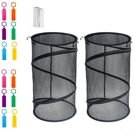 2 coperture per piante popup, rete di copertura pieghevole con 8 perni e 12 etichette per alberi da giardino, mirtilli e fiori (2 pezzi) nero)