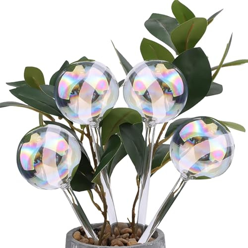 Lot de 4 boules d'arrosage automatiques en verre pour plantes d'intérieur, jardin et balcon, système d'irrigation, distributeur d'eau, idéal en vacances