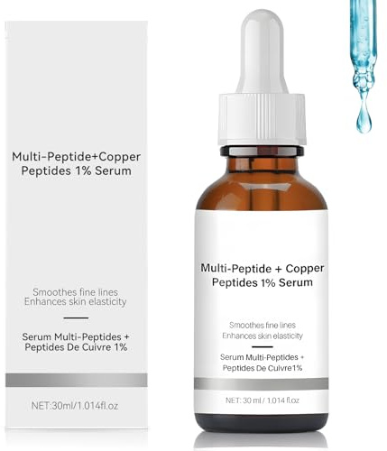 Copper Peptide Serum, Multi-peptide + Copper Peptides 1%, Serum Peptidos Facial, serum Facial con Ácido Hialurónico, Reduce las Líneas, Restaura la Elasticidad de la piel, 30ml