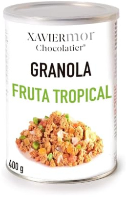 XAVIERMOR – Granola di Avena Croccante con Frutta Tropicale 400g – Colazione Sana ad Alto Contenuto di Proteine e Fibre – Snack Fitness Nutriente, Energia Sostenuta e Sazietà Duratura